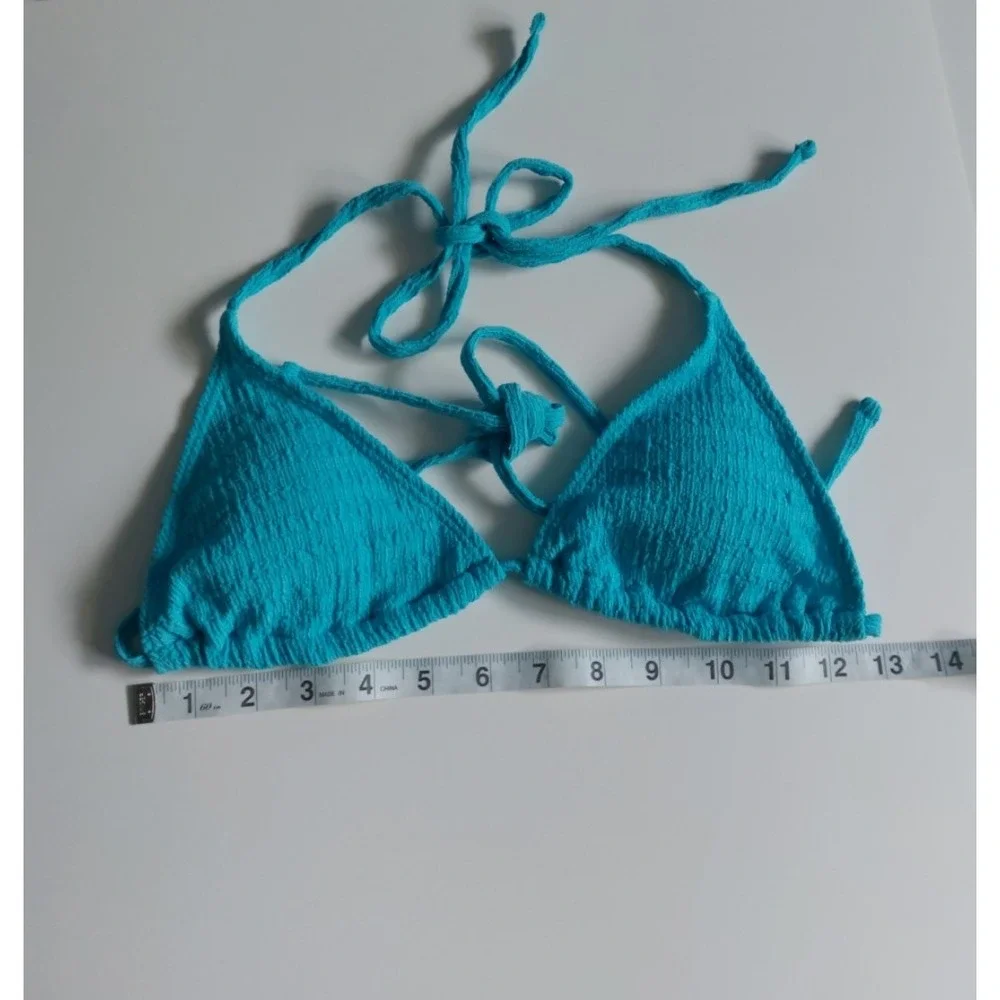 Women's 3‎ Piece Textured High Cut Halter Triangle Bikini Swimsuit Mint size S